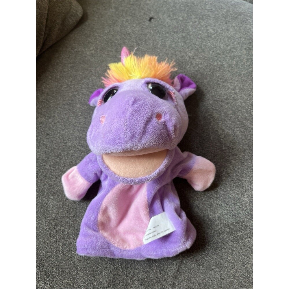 Kelly Toy Purple Unicorn Hand Puppet Plush 10"